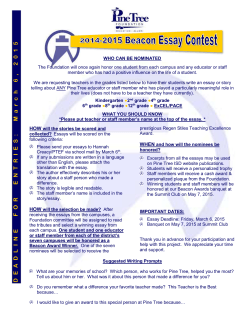 DEADLINE FOR ENTRIES: March 6, 2015 2014