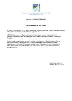NOTICE TO COMPETITORS #4 ENFORCEMENT OF THE RULES A