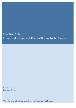 Practice Note 1: Memorialisation and Reconciliation in Sri Lanka