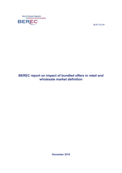 BEREC Report on Impact of Bundled Offers in Retail and Wholesale