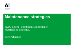 Maintenance strategies