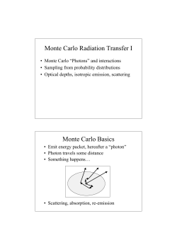 Monte Carlo Radiation Transfer I Monte Carlo Basics