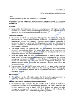 National CDEM Strategy Progress Report April 2013