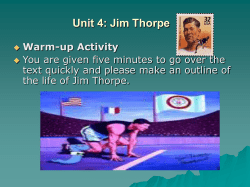 Unit 4: Jim Thorpe