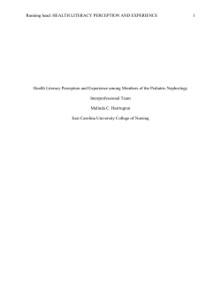 Running head: HEALTH LITERACY PERCEPTION AND