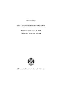 The Campbell-Hausdor theorem - Mathematisch Instituut Leiden