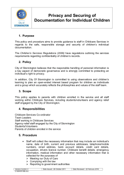 Privacy and Securing of Documentation for Individual Children