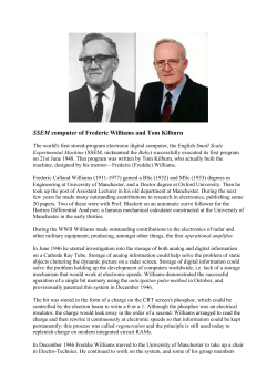 SSEM computer of Frederic Williams and Tom Kilburn