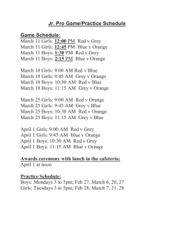 Jr. Pro Game/Practice Schedule Game Schedule