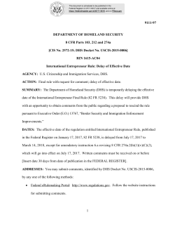 1 9111-97 DEPARTMENT OF HOMELAND SECURITY 8 CFR Parts