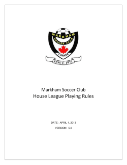 Markham Soccer Club House League Playing Rules
