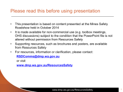 MS - Toolbox Presentation - 2014 - Appropriate Risk Management