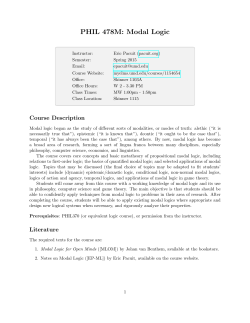 PHIL 478M: Modal Logic