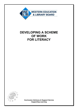 DEVELOPING A SCHEME OF WORK FOR LITERACY Curriculum
