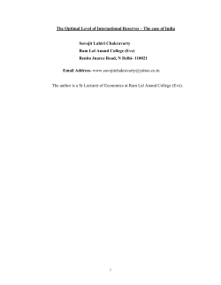 The Optimal Level of International Reserves &ndash; The case of India