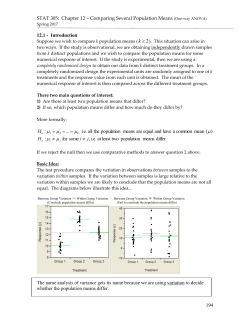 EXAMPLE 1 * Butter Fat Content in Cow Milk