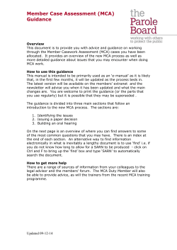 Member Case Assessment - Guidance