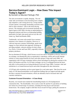 Service-Dominant Logic &ndash; How Does This Impact Today`s Agent?