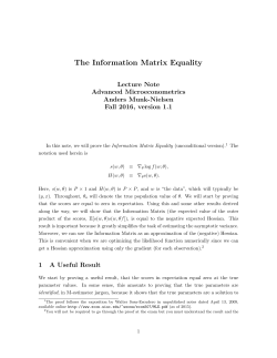 The Information Matrix Equality