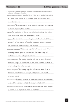 Worksheet 11 4.3 The growth of firms