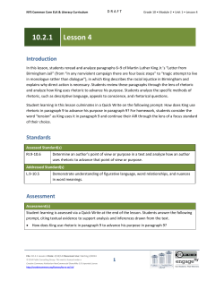 Grade 10 ELA Module 2, Unit 1, Lesson 4