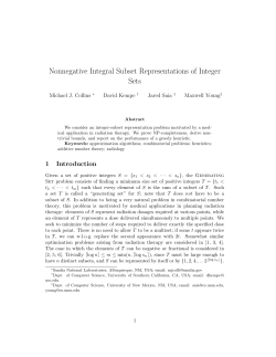 Nonnegative Integral Subset Representations of Integer Sets