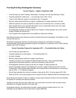Five-Day/Full-Day Kindergarten Summary