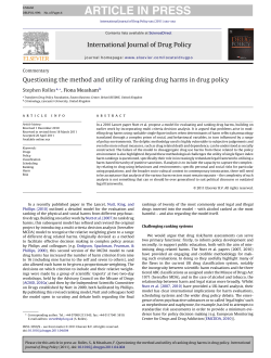 Questioning the method and utility of ranking drug harms in drug policy
