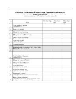 Cost of Production Worksheets
