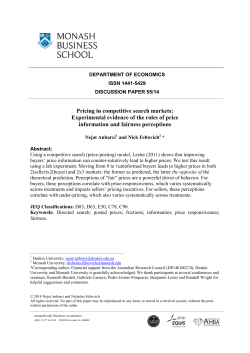 Pricing in competitive search markets: Experimental evidence of the
