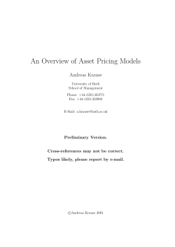 An Overview of Asset Pricing Models