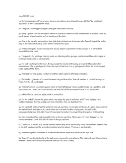 2014 SCFOA exam 19. On kicks going into R`s end zone, force is not