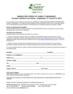 PROOF OF LIABILTY INSURANCE - Canada`s Outdoor Farm Show