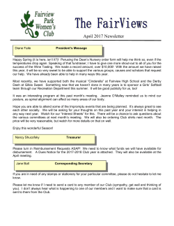 April 2017 Newsletter - Fairview Park Women`s Club