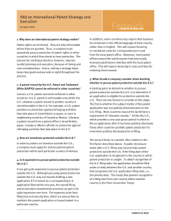 FAQ on International Patent Strategy and Execution