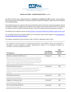 NOTICE OF ACTIONS &ndash; ACCREDITATION STATUS (5.10 - ARC-PA