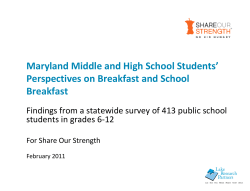 Maryland Middle and High School Students` Perspectives on