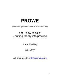 PROWE and "how to do it"