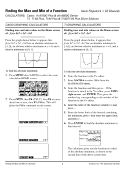 Finding the Max and Min of a Function