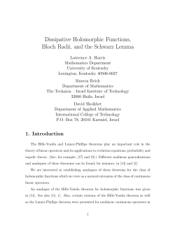 Dissipative holomorphic functions, Bloch radii, and