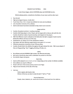 r Pass the ball o Touch Down Pass: 2 for 1 means two athletes for