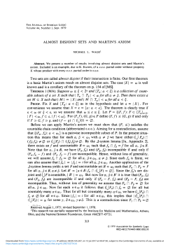 ALMOST DISJOINT SETS AND MARTIN`S AXIOM Two sets are