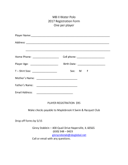 MB II Water Polo 2017 Registration Form One per player