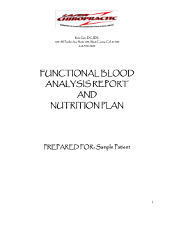 FUNCTIONAL BLOOD ANALYSIS REPORT AND NUTRITION PLAN