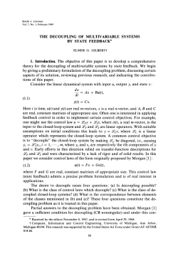 The Decoupling of Multivariable Systems by State Feedback
