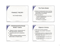 FINANCE THEORY The Fisher Model I. Intertemporal Exchange