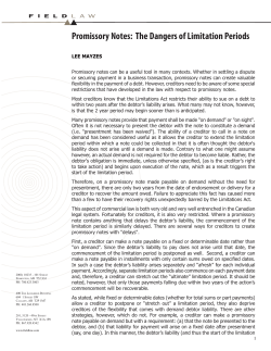 Promissory Notes: The Dangers of Limitation Periods