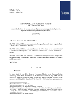 Letter - EFTA Surveillance Authority