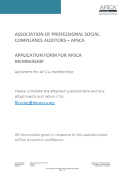 APSCA questionnaire for completion by applicant firms