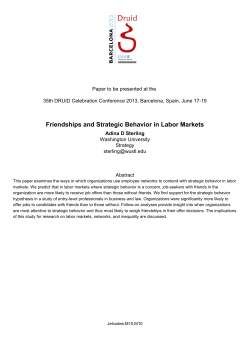 Friendships and Strategic Behavior in Labor Markets